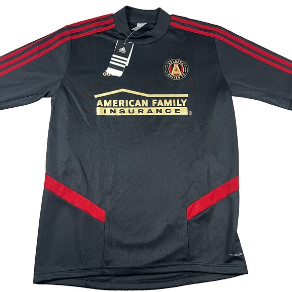 Adidas‎ Mens M Black Red MLS Atlanta United FC Spell Out Pullover Jersey NWT